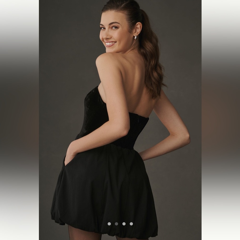 NWT REFORMATION BLACK VELVET BUBBLE DRESS SIZE 6 - Picture 4 of 4